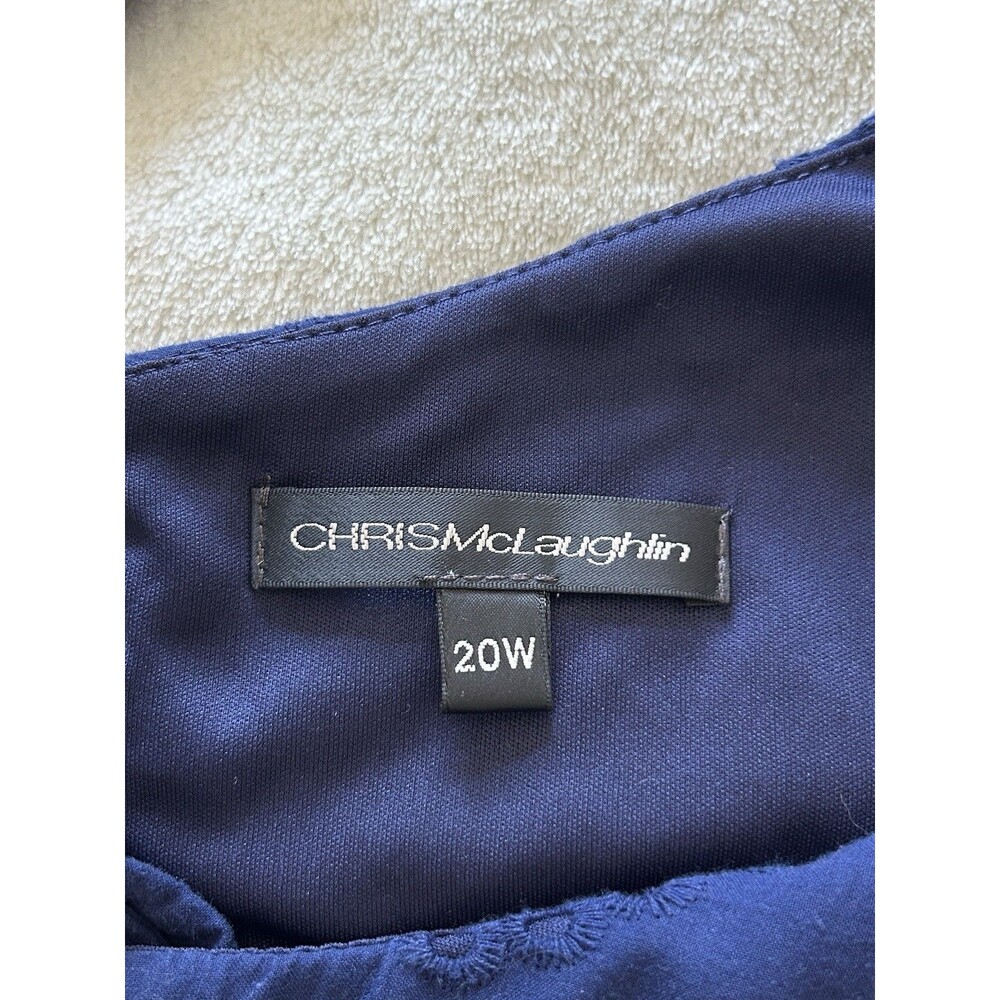 Chris McLaughlin Womens Dress Size 20 W Navy Cotton Eyelet Ruffle Pockets - Picture 10 of 10